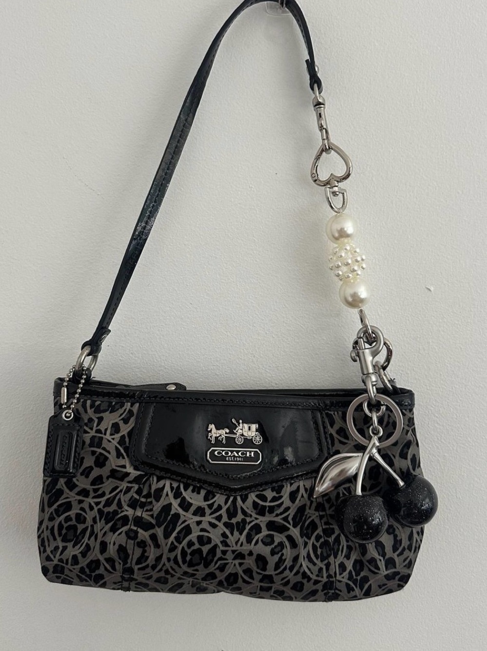 RARE Coach cheetah Black Patterned mini purse